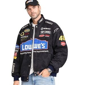 Vintage JH Design NASCAR Racing Jacket Jimmie Johnson #48 Lowe's Black Men's 2XL